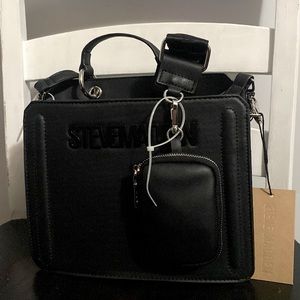 New Steve Madden Black Bevelyn Satchel Crossbody Purse AKA￼ Tiktok Bag VHTF